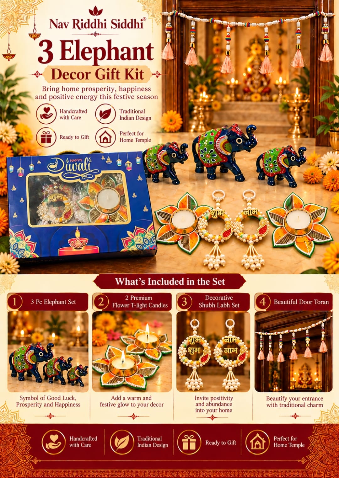 3 Elephant Decor Gift